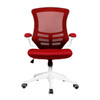 Luna Designer High Back Mesh Task Operator Office Chair with Folding Arms - Red with White Shell 