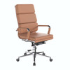 Avanti Bonded Leather High Back Swivel Executive Office Chair with Individual Back Cushions - Brown with Chrome Arms and Base NAU-BCL-6003-BW