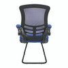 Luna Designer High Back Mesh Cantilever Visitor Chair with Folding Arms - Blue with Black Shell and Frame