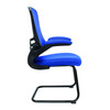 Luna Designer High Back Mesh Cantilever Visitor Chair with Folding Arms - Blue with Black Shell and Frame NAU-BCM-L1302V-BL