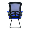 Luna Designer High Back Mesh Cantilever Visitor Chair with Folding Arms - Blue with Black Shell and Frame NAU-BCM-L1302V-BL