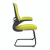 Luna Designer High Back Mesh Cantilever Visitor Chair with Folding Arms - Green with Black Shell and Frame