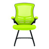 Luna Designer High Back Mesh Cantilever Visitor Chair with Folding Arms - Green with Black Shell and Frame NAU-BCM-L1302V-GN