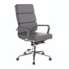 Avanti Bonded Leather High Back Swivel Executive Office Chair with Individual Back Cushions - Grey with Chrome Arms and Base 