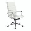 Avanti Bonded Leather High Back Swivel Executive Office Chair with Individual Back Cushions - White with Chrome Arms and Base 