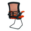 Luna Designer High Back Mesh Cantilever Visitor Chair with Folding Arms - Orange with Black Shell and Frame NAU-BCM-L1302V-OG