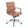 Avanti Bonded Leather Medium Back Swivel Executive Office Chair with Individual Back Cushions - Brown with Chrome Arms and Base 