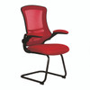 Luna Designer High Back Mesh Cantilever Visitor Chair with Folding Arms - Red with Black Shell and Frame 