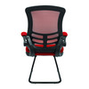 Luna Designer High Back Mesh Cantilever Visitor Chair with Folding Arms - Red with Black Shell and Frame NAU-BCM-L1302V-RD