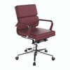 Avanti Bonded Leather Medium Back Swivel Executive Office Chair with Individual Back Cushions - Oxblood with Chrome Arms and Base NAU-BCL-5003-OX