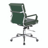 Avanti Bonded Leather Medium Back Swivel Executive Office Chair with Individual Back Cushions - Forest Green with Chrome Arms and Base 