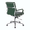 Avanti Bonded Leather Medium Back Swivel Executive Office Chair with Individual Back Cushions - Forest Green with Chrome Arms and Base NAU-BCL-5003-FGN