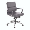 Avanti Bonded Leather Medium Back Swivel Executive Office Chair with Individual Back Cushions - Grey with Chrome Arms and Base NAU-BCL-5003-GY