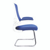 Luna Designer High Back Mesh Cantilever Visitor Chair with Folding Arms - Blue with White Shell and Chrome Frame