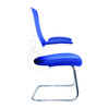 Luna Designer High Back Mesh Cantilever Visitor Chair with Folding Arms - Blue with White Shell and Chrome Frame NAU-BCM-L1302V-WHBL