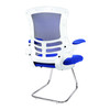 Luna Designer High Back Mesh Cantilever Visitor Chair with Folding Arms - Blue with White Shell and Chrome Frame NAU-BCM-L1302V-WHBL