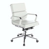 Avanti Bonded Leather Medium Back Swivel Executive Office Chair with Individual Back Cushions - White with Chrome Arms and Base NAU-BCL-5003-WH