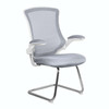 Luna Designer High Back Mesh Cantilever Visitor Chair with Folding Arms - Grey with White Shell and Chrome Frame NAU-BCM-L1302V-WHGY