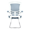 Luna Designer High Back Mesh Cantilever Visitor Chair with Folding Arms - Grey with White Shell and Chrome Frame NAU-BCM-L1302V-WHGY