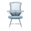 Luna Designer High Back Mesh Cantilever Visitor Chair with Folding Arms - Grey with White Shell and Chrome Frame NAU-BCM-L1302V-WHGY