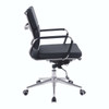 Avanti Bonded Leather Medium Back Swivel Executive Office Chair with Individual Back Cushions - Black with Chrome Arms and Base NAU-BCL-5003-BK