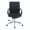 Avanti Bonded Leather Medium Back Swivel Executive Office Chair with Individual Back Cushions - Black with Chrome Arms and Base NAU-BCL-5003-BK