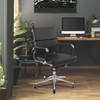 Avanti Bonded Leather Medium Back Swivel Executive Office Chair with Individual Back Cushions - Black with Chrome Arms and Base NAU-BCL-5003-BK