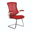 Luna Designer High Back Mesh Cantilever Visitor Chair with Folding Arms - Red with White Shell and Chrome Frame NAU-BCM-L1302V-WHRD