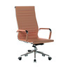 Aura Contemporary High Back Bonded Leather Executive Office Chair - Brown with Chrome Base NAU-BCL-9003-BW