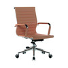 Aura Contemporary Medium Back Bonded Leather Executive Office Chair - Brown with Chrome Base NAU-BCL-8003-BW