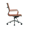 Aura Contemporary Medium Back Bonded Leather Executive Office Chair - Brown with Chrome Base NAU-BCL-8003-BW