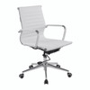 Aura Contemporary Medium Back Bonded Leather Executive Office Chair - White with Chrome Base 