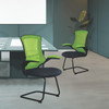 Luna Designer High Back Mesh Cantilever Visitor Chair with Folding Arms - Green and Black Chair with Black Shell and Frame 