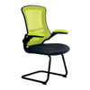 Luna Designer High Back Mesh Cantilever Visitor Chair with Folding Arms - Green and Black Chair with Black Shell and Frame NAU-BCM-T1302V-GN