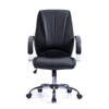 Hastings High Back Bonded Leather Manager Chair with Mesh Panel Detailing, Padded and Upholstered Chrome Fixed Arms and Chrome Base - Black NAU-UKND-BCL-B425-BK