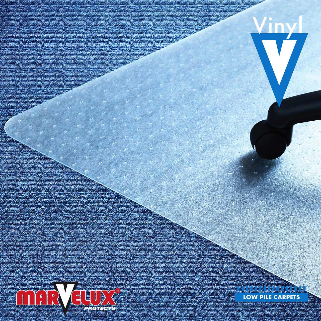 Marvelux PVC Chair Mat for Very Low Pile Carpets and Carpet Tiles 6mm or less Rectangular Clear Carpet Protection Mat