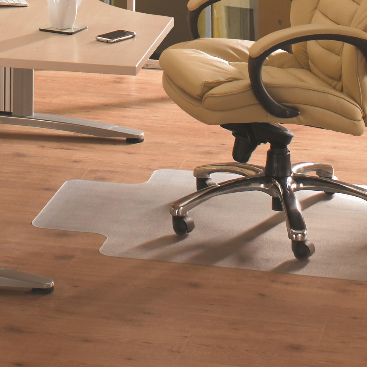 Cleartex Advantagemat Chair Mat for Hard Floors Clear PVC Rectangular with Lip
