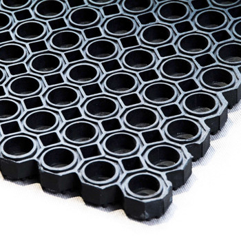 Ultralux Rubber Drainage Floor Mat for Indoor/Outdoor Entrances – Non-Slip Heavy Duty Anti-Fatige Floor Matting – Black – Multiple Sizes UOCBK