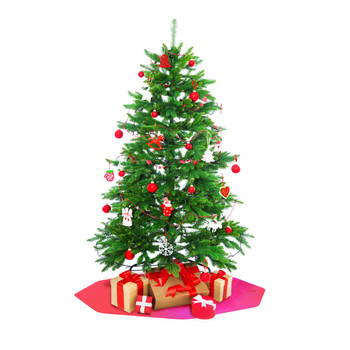 Christmas Tree Stand Floor Protector Mat | Rigid Polycarbonate Festive Hard Floor Protector Mat for Under Christmas Trees | Waterproof Christmas Tree Mat | Cerise Pink | Nonagon Shape | 96 x 98cm 