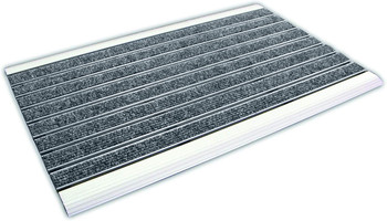 Doortex Alumat Durable Anti-Rust Indoor Outdoor Entrance Mat | Grey Scraper Doormat with Lightweight Anti-Slip Aluminium Base | Rectangular | Size 39 x 60cm 