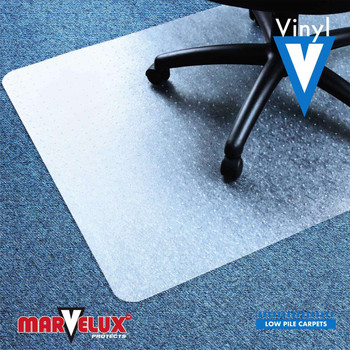 Marvelux PVC Chair Mat for Low Pile Carpets (up to 6mm) - Clear Rectangular Office Carpet Protector - Multiple Sizes M11PVE