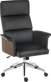 Elegance High Back Leather Look Executive Office Chair Black 