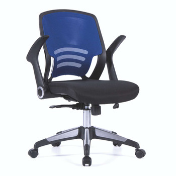 Graphite Medium Back Mesh Task Operator Office Chair with Folding Arms and Stylish Back Panel - Black and Blue NAU-BCM-F560-BL