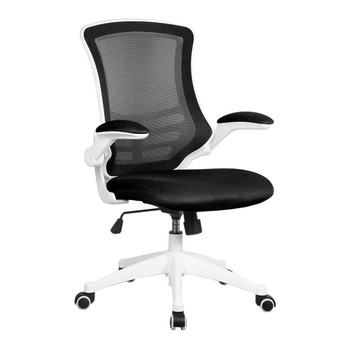 Luna Designer High Back Mesh Task Operator Office Chair with Folding Arms - Black with White Shell NAU-BCM-L1302-WH-BK