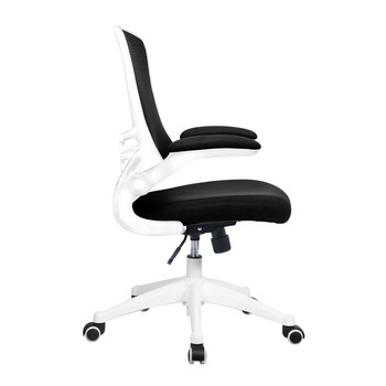 Luna Designer High Back Mesh Task Operator Office Chair with Folding Arms - Black with White Shell NAU-BCM-L1302-WH-BK