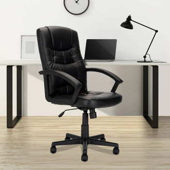 Darwin High Back Leather Effect Executive Office Chair with Integral Headrest - Black NAU-BCP-1007-PU-BK