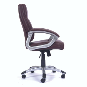 Greenwich High Back Leather Effect Executive Office Chair with Contoured Backrest - Cherry Brown NAU-BCP-T101-BY