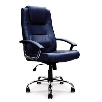 Westminster High Back Leather Faced Executive Office Chair with Integral Headrest - Blue