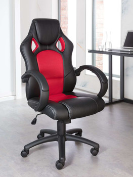 Daytona Faux Leather Racing Gaming Home Office Chair Black/Red DOR-UKND-AOC5006R