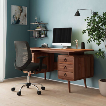 Somerset Classic Contemporary Style Home Office Desk Walnut DOR-UKND-AW3110